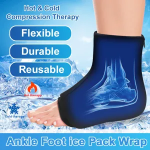 Envoltura de Hielo para Tobillo de Gel Sólido Terapia Frío Calor Compresión Alivio del Dolor Hinchazón Esguinces Diseño con Cremallera Ajustable Reutilizable