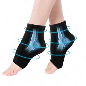 Breathable compression ankle ice wrap for hot and cold therapy with solid gel support