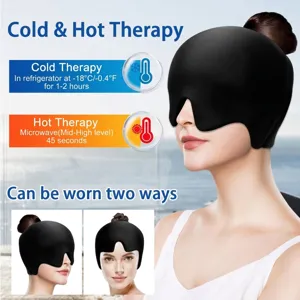 Enveloppement de tête avec gel glacé extensible pour migraine, thérapie froid chaud