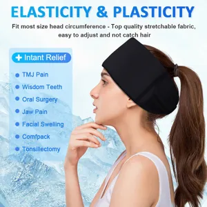 Elastic gel cold compress ice cap headwrap for pain relief and facial swelling
