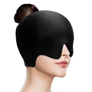 Bandeau de glace en gel noir extensible pour le soulagement de la migraine et des maux