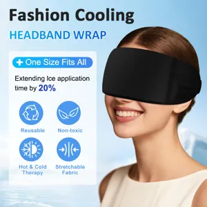 Solid gel cooling headband wrap with stretchable fabric for migraine relief and cold therapy