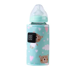 Tragbare USB-Babyflaschenwärmer-Hülle mit niedlichem Bärenmuster und Dauerheizung