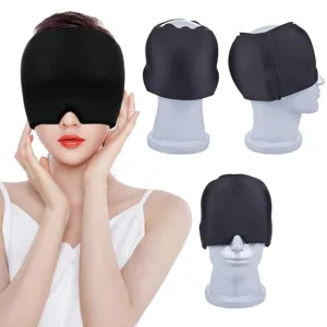 Professional cooling gel cap for migraine relief and therapeutic cold compress mask