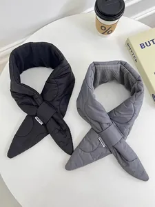 Elegant black and grey quilted down cotton neck scarves for winter warmth and style