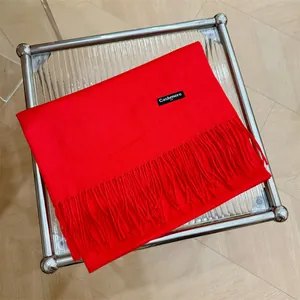 Bufanda de Mujer Minimalista de Acrílico Sensación Cachemira Color Sólido Chal de Borlas Elegante Larga Bufanda Tejida Cálida de Invierno