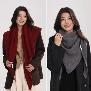 Hochwertiges Reines Woll Dreieckstuch Für Damen Winter Warm Gestreifter Einfarbiger Schal Vielseitiges Umschlagtuch Accessoire