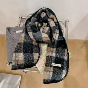 Sciarpa Donna Coreana Plaid Bouclé Inverno Calda Spessa Scacchiera Maglia Sciarpa Lunga Classico Motivo Scozzese Scaldacollo