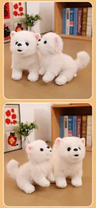 Détail d'un jouet en peluche Loulou de Poméranie blanc avec une texture de fourrure douce.