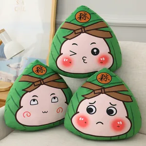 Simpatico set di cuscini di peluche Zongzi con espressioni emoji per festival delle barche