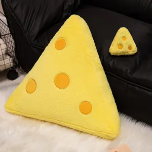 Lindo cojín de felpa en forma de queso amarillo almohada suave para decoración de sofá