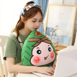 Simpatico cuscino di peluche Zongzi con espressione buffa per regalo festival barche drago
