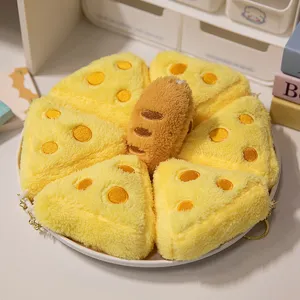 Set de peluche de rebanada de queso y baguette, un cojín de peluche suave y bonito.