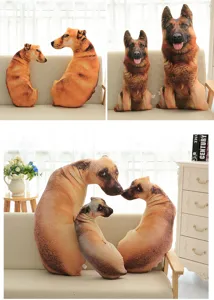 Coussins en peluche 3D réalistes en forme de chien pour la décoration et le sommeil.