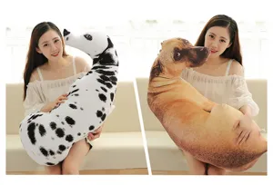 Coussin en peluche 3D réaliste en forme de chien pour dormir, deux couleurs avec mannequin