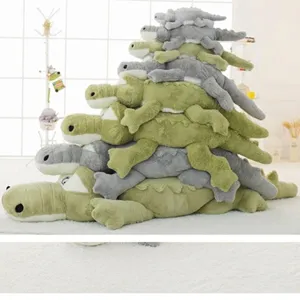 Grande Giocattolo di Peluche a Forma di Coccodrillo Morbido Animale di Peluche Cuscino per il Corpo in Peluche Corto Cotone PP Bambola di Coccodrillo Regalo di Compleanno per Bambini Decorazione per la Casa