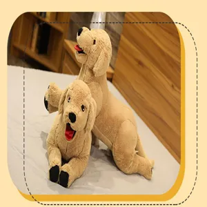 Detailed view of the cute golden retriever plush toy, soft fabric, perfect for children gift.