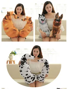 Coussins en peluche 3D réalistes en forme de chien avec Husky, Berger Allemand et Dalmatien.