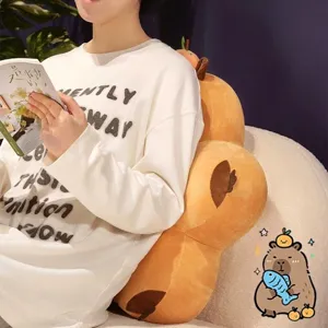 Mignon coussin de soutien lombaire Capybara en peluche pour chaises de bureau et canapés