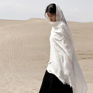 Elegante Sciarpa Scialle in Cotone e Lino per Protezione Solare Donna Retrò Bohemian Viaggio nel Deserto Grande Foulard