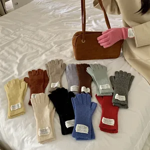 Warm knitted faux cashmere touchscreen gloves available in various colors for women