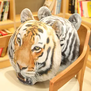 Cojín de peluche con cabeza de tigre en 3D realista almohada decorativa para sofá