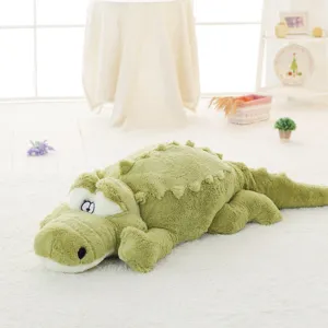 Grande cuscino di peluche a forma di coccodrillo verde per la casa