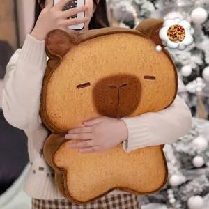 Coussin en peluche Capybara mignon avec texture de pain grillé réaliste