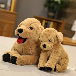 Cute simulation golden retriever puppy plush toy set, soft stuffed animal doll for kids.
