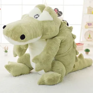 Grande cuscino di peluche a forma di coccodrillo verde, bambola di peluche per bambini