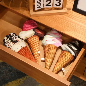 Creative 3D simulation ice cream cone plush pillow soft stuffed toy for home decor gift
