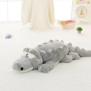 Grande cuscino in peluche a forma di coccodrillo grigio per decorazione casa e regalo