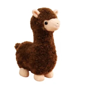 Adorable brown alpaca plush toy with soft fluffy fur and cute face for children gifts