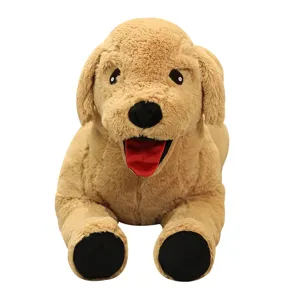 Cute golden retriever plush toy, soft stuffed dog doll for children and kids, realistic.