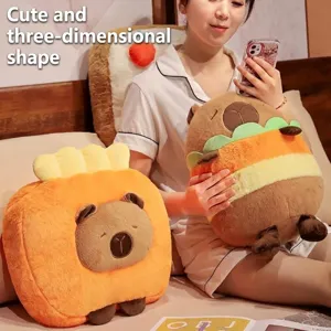 Niedliches Capybara Plüschtier-Set in Hamburger- und Pommes-Form für Kinderzimmer-Deko
