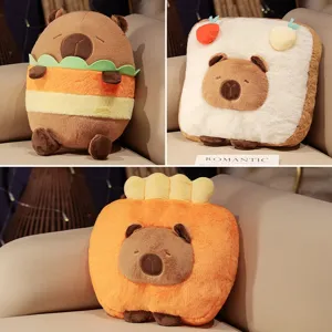Süße 8-Zoll-Capybara-Plüschtier-Kollektion in Burger- und Toast-Designs