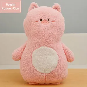 Large pink cartoon pig plush pillow soft stuffed animal doll for office nap comfort