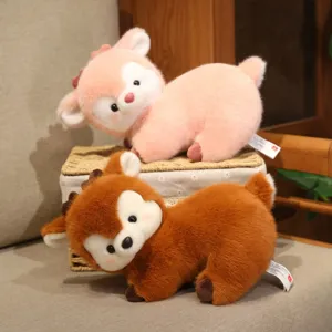 Adorabili peluche a forma di cervo sdraiato in rosa e marrone, regalo per bambini