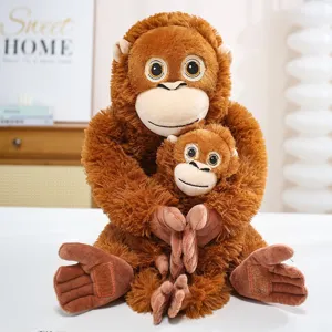 Süßes braunes Mutter und Baby Orang-Utan Plüschtier langarmiger Affe Stofftier Geschenk