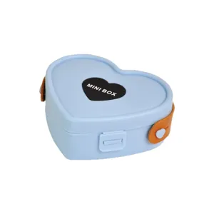 Portable light blue heart-shaped mini jewelry storage box for travel and lipsticks
