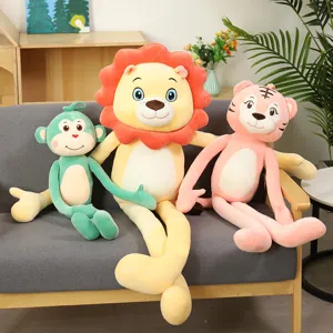 Adorable long-legged animal plush dolls including monkey, lion, and tiger for kids