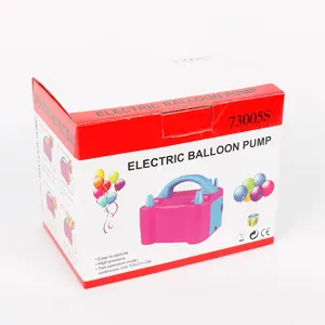 Embalaje de la bomba eléctrica para globos 73005S con instrucciones de uso.