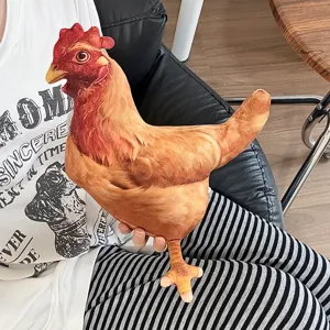 Coussin en peluche poule marron réaliste pour la décoration de la maison