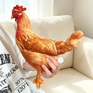 Jouet en peluche poule réaliste avec œuf, oreiller poulet original pour enfants, déco