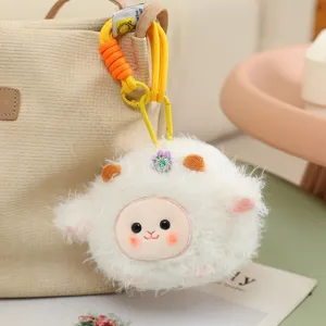 Schattige witte pluizige schaap pluche sleutelhanger voor tas decoratie cadeau item