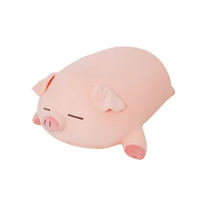 Adorable pink pig plush toy pillow featuring soft velvet fabric and a cute sleeping expression