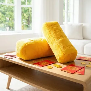 Lot d'oreillers en peluche lingot d'or pour décoration créative et accessoires thème