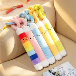 Pluche nunchaku kussen, schattig knuffel speelgoed met lachend gezicht, zacht kindergeschenk.