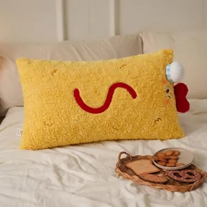 Adorable coussin décoratif en peluche baguette de crevettes jaune pour canapé