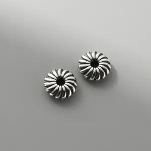 Cuentas espaciadoras de plata 925 antigua con patrón espiral para brazaletes